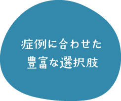 症例に合わせた豊富な選択肢